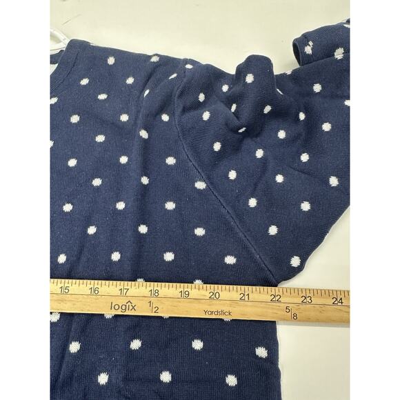 National Womens Sweater Size 1X Navy Polka Dotted Long Sleeve Button Up - Picture 7 of 11